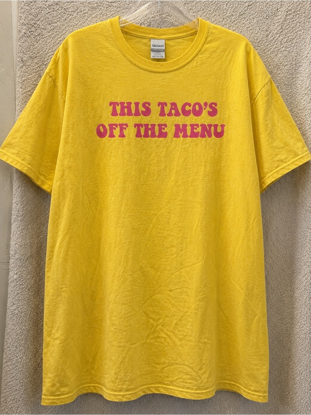 Gildan This Taco’s Off The Menu Graphic Tee Yellow Pink 2XL
